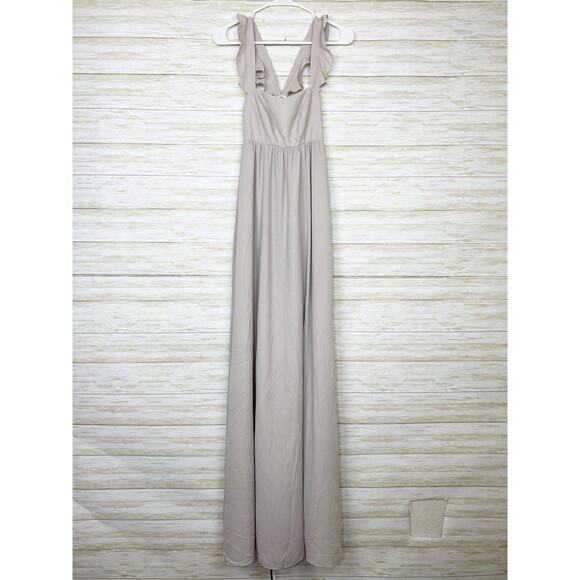 Show Me Your MuMu June Maxi Dress Soft Beige Chiffon - Picture 3 of 9